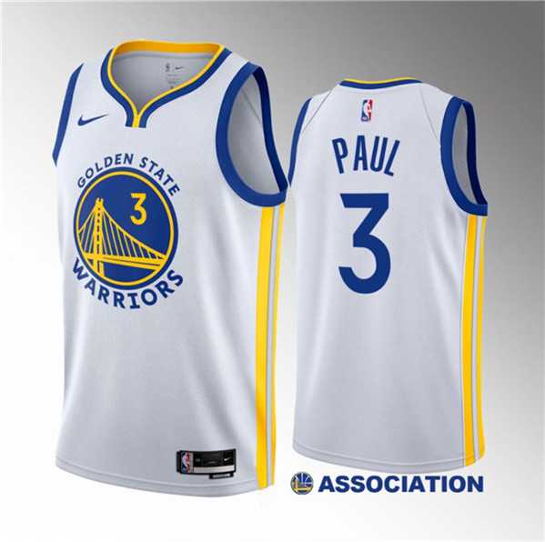 Men%27s Golden State Warriors #3 Chris Paul White Association Edition Stitched Basketball Jersey Dzhi->golden state warriors->NBA Jersey